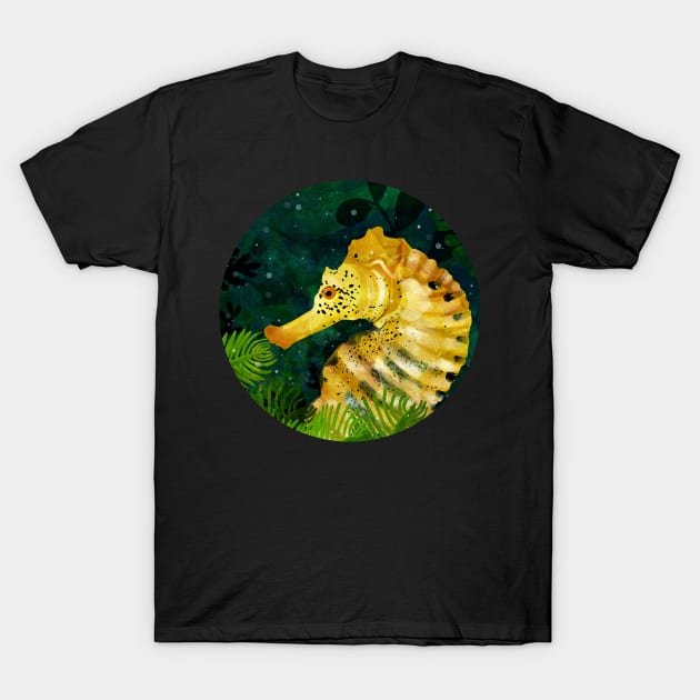 Yellow Seahorse T-Shirt by KatherineBlowerDesigns